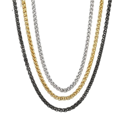Picture of Silver/Gold Plated Stainless Steel Herringbone Snake Chain Necklace