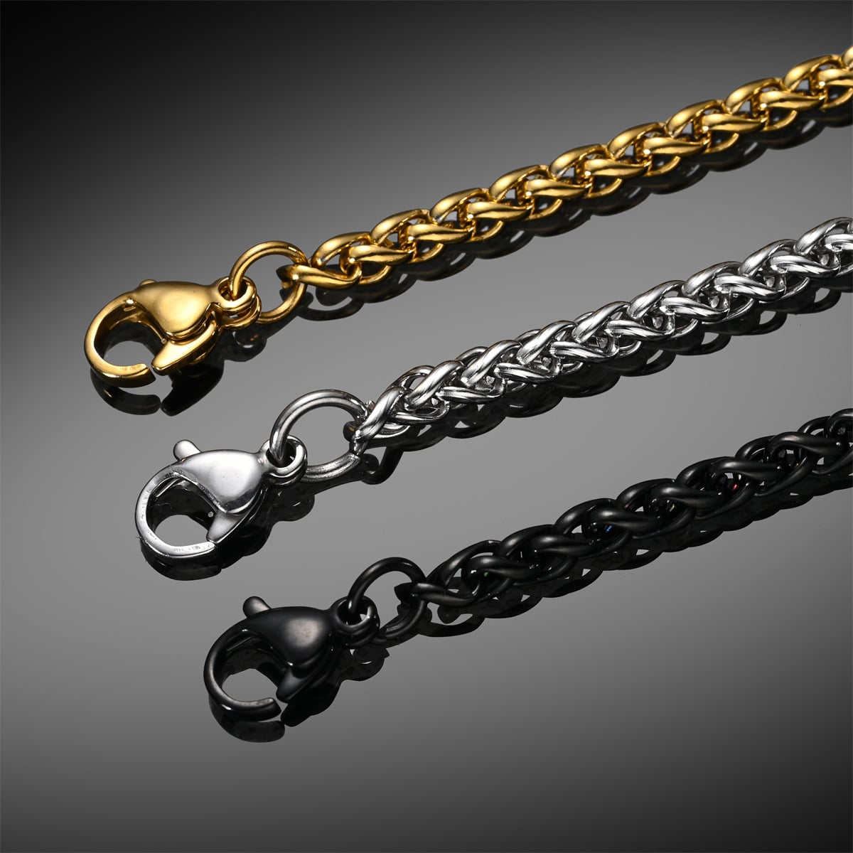 Picture of Silver/Gold Plated Stainless Steel Herringbone Snake Chain Necklace