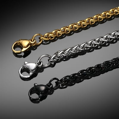 Picture of Silver/Gold Plated Stainless Steel Herringbone Snake Chain Necklace
