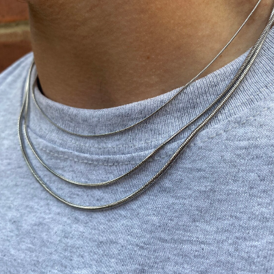 Picture of Men's Silver Flat Snake Chain Silver Snake Necklace Chain