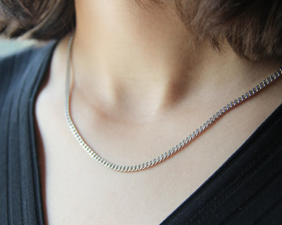 Picture of Men Classic Stainless Steel Flat Curb Chain - Silver mm