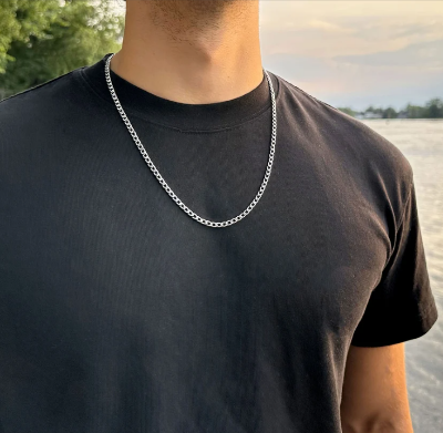 Picture of Fashion stylish Chain Stainless Steel Neck Chain for Men and Boys - Silver mm