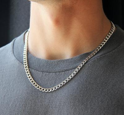 Picture of Curb Chain Necklace For Fashion stylish Men - Silver mm