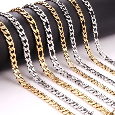 Picture of Men Classic Stainless Steel Flat Curb Chain - Silver mm