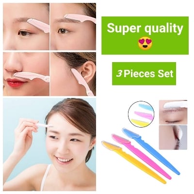 Picture of 3pcs Colorful Eyebrow Trimmer Face Hair Razors Women Eyebrow Shaver Hair Removal Makeup Tools