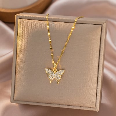 Picture of Butterfly Necklace for Women Shiny - Gold