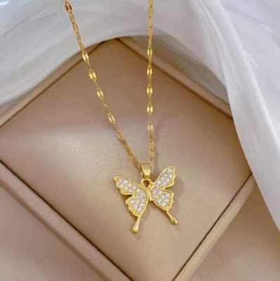 Picture of Butterfly Friendship Necklace Set Chain for Women Girl - Gold