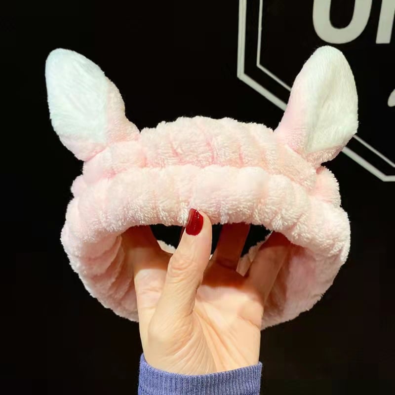 Picture of Lovely Cat Ears Headband Hairband Makeup Face Clean Spa Fluffy Hair Band Makeup Tools Head Wrap Hair Band Elastic Hair Band Hair lace Headband