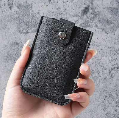 Picture of Personalized Stackable Pull-Out Card Holder, Credit Card Holder Wallet, Business Card Holder - Black - Black