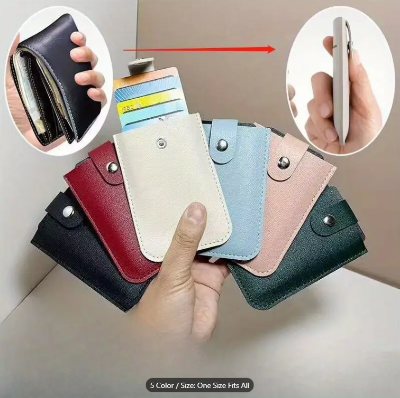 Picture of Portable Slim Credit Card Holder with Press Button For Men - Black - Black