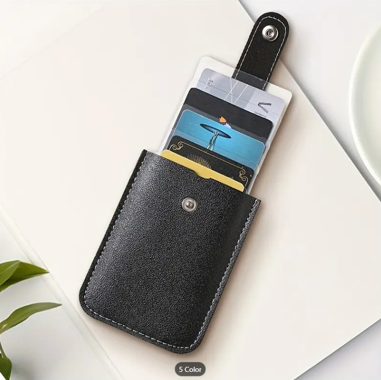 Picture of Portable Slim Credit Card Holder with Press Button For Men - Black - Black