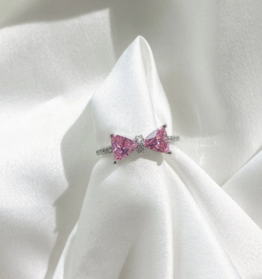 Picture of Korean Fashion Super Fairy Shiny Zircon Crystal Pink Rings for Women Girls