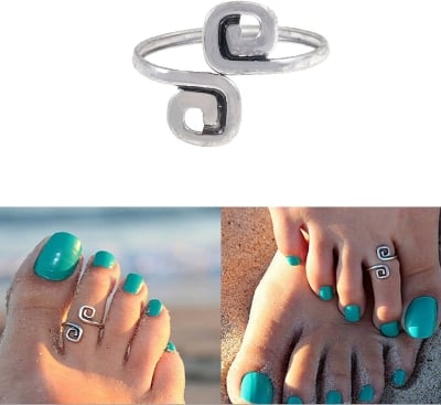 Picture of NEW Silver Spiral Toe Ring Adjustable Cuff Foot Band Punk Women Beach Jewelry - Silver