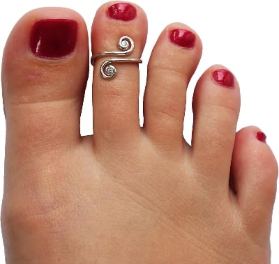 Picture of Personality Reverse Winding Adjustable Women's Toe Ring 925 Sterling Silver Delicate Women's Jewelry Gift - Silver