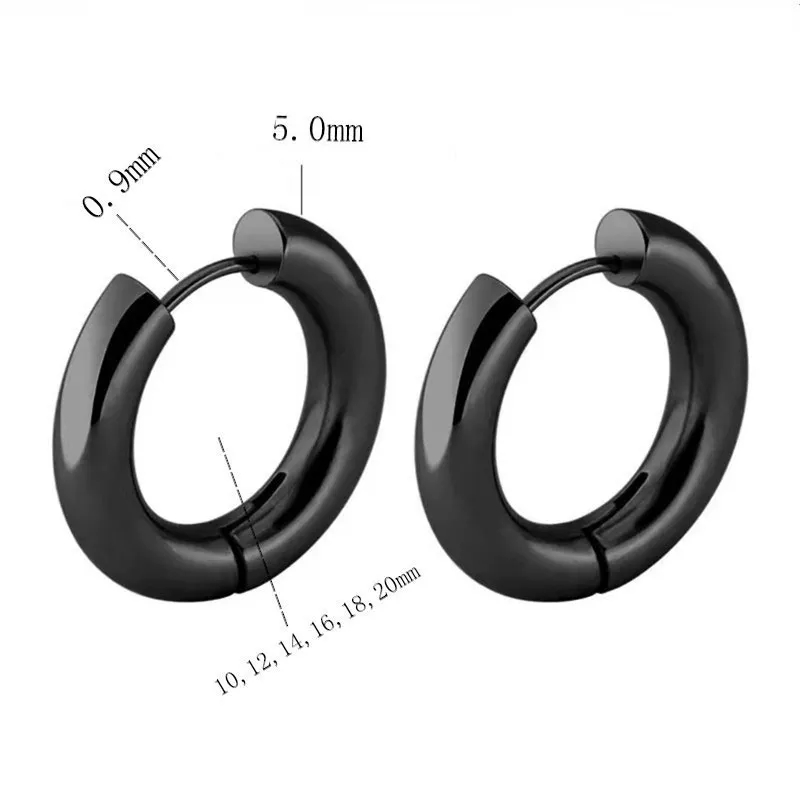 Picture of Stainless Steel Round Earrings Men cute beautiful Kopp- 1Pair - Black