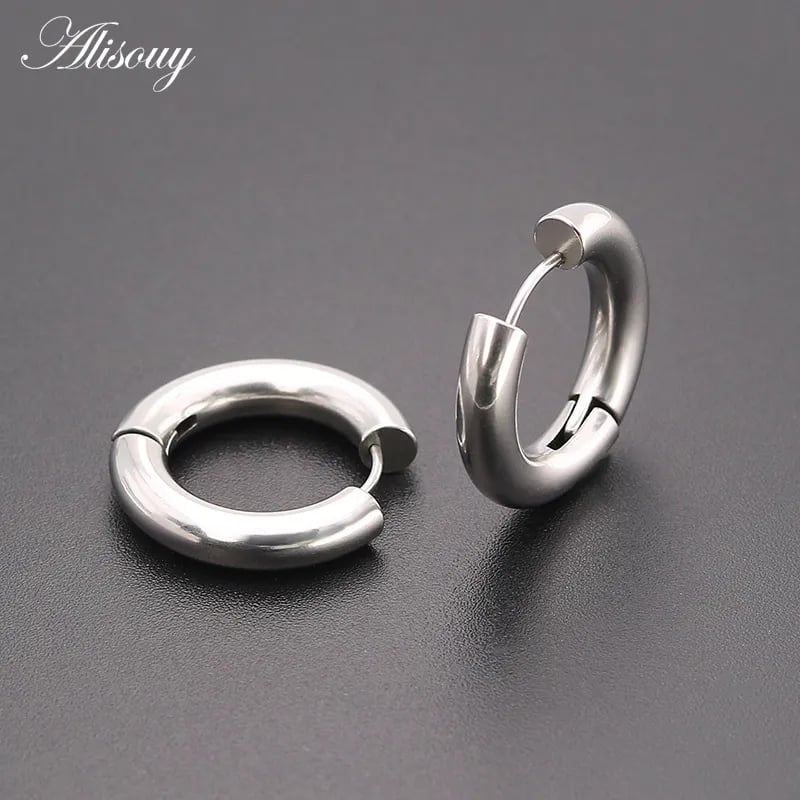Picture of Stylish Hoop Earrings For Men - Silver