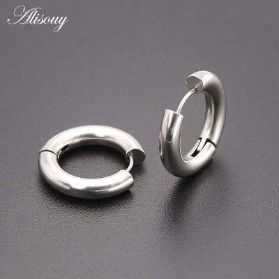 Picture of Stylish Hoop Earrings For Men - Silver