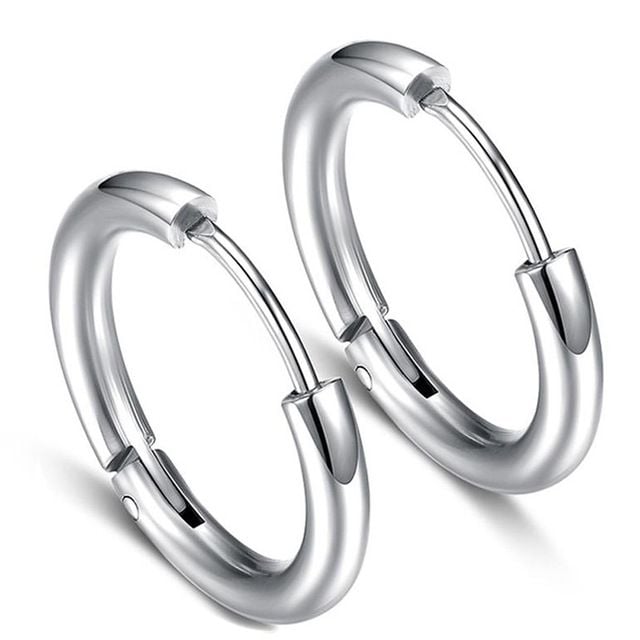 Picture of Stylish Hoop Earrings For Men - Silver