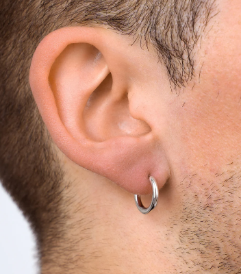 Picture of Stylish Hoop Earrings For Men - Silver