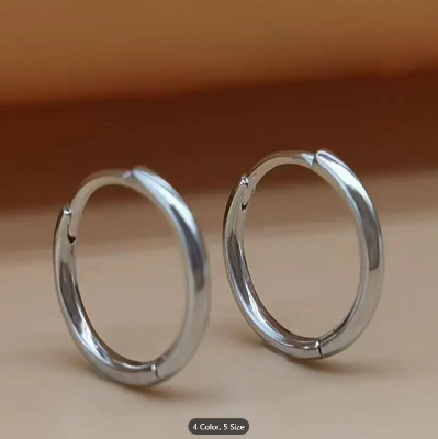 Picture of Stylish Hoop Earrings For Men - Silver