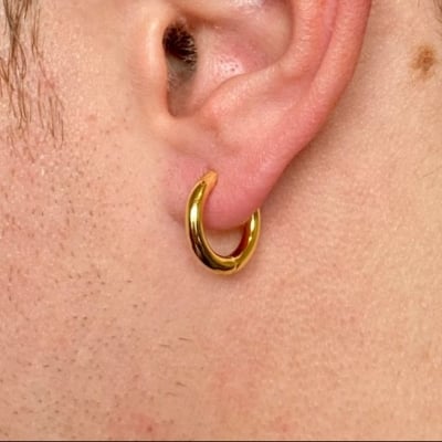 Picture of 1Pair Round Hoop Earrings For Men's - Gold