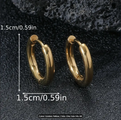 Picture of 1Pair Round Hoop Earrings For Men's - Gold