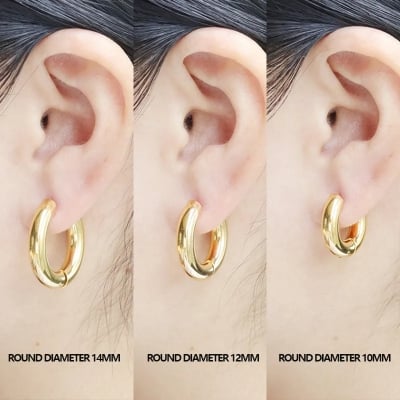 Picture of 1Pair Round Hoop Earrings For Men's - Gold