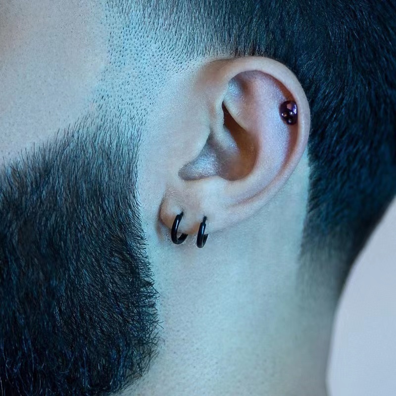 Picture of Earrings for Men and Boys- 1pair - Black