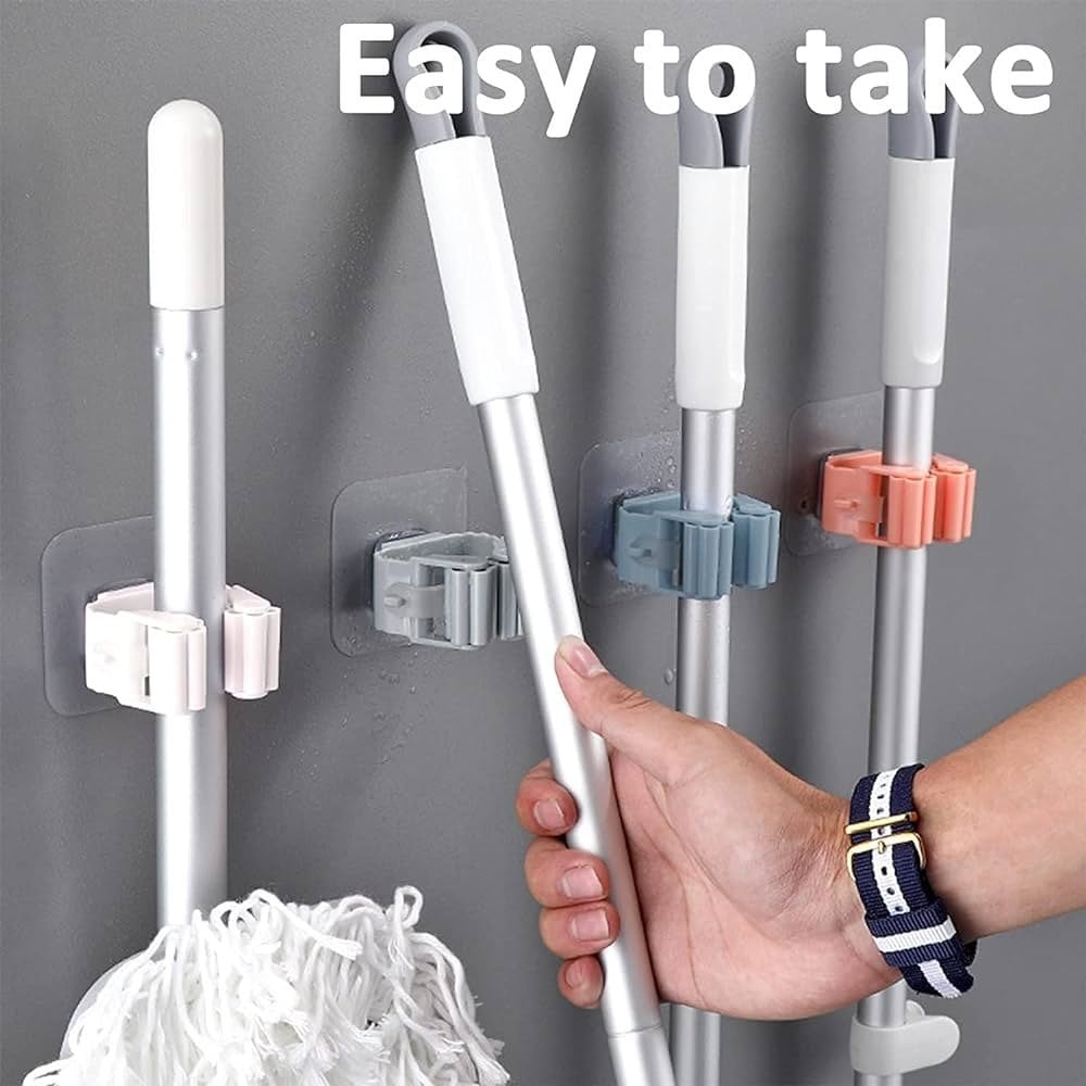 Picture of Mop Rack Bathroom accessories Wall Mounted Shelf Organizer Hook Broom Holder Hanger