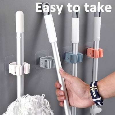 Picture of Mop Rack Bathroom accessories Wall Mounted Shelf Organizer Hook Broom Holder Hanger