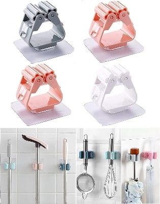 Picture of Hook Broom Holder Hanger Behind Doors On Walls Kitchen Storage Tool