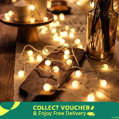 Picture of LED Ball Shaped String Fairy Lights Gold - Room Decoration Light-Gold