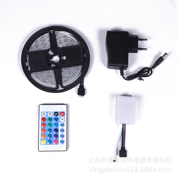 Picture of LED 2835 SMD Strip light RGB 5M/Pack 24 key remote control 60LEDs/M DIY Waterproof flexible decoration lamp_ TV background light strip light-Multicolor