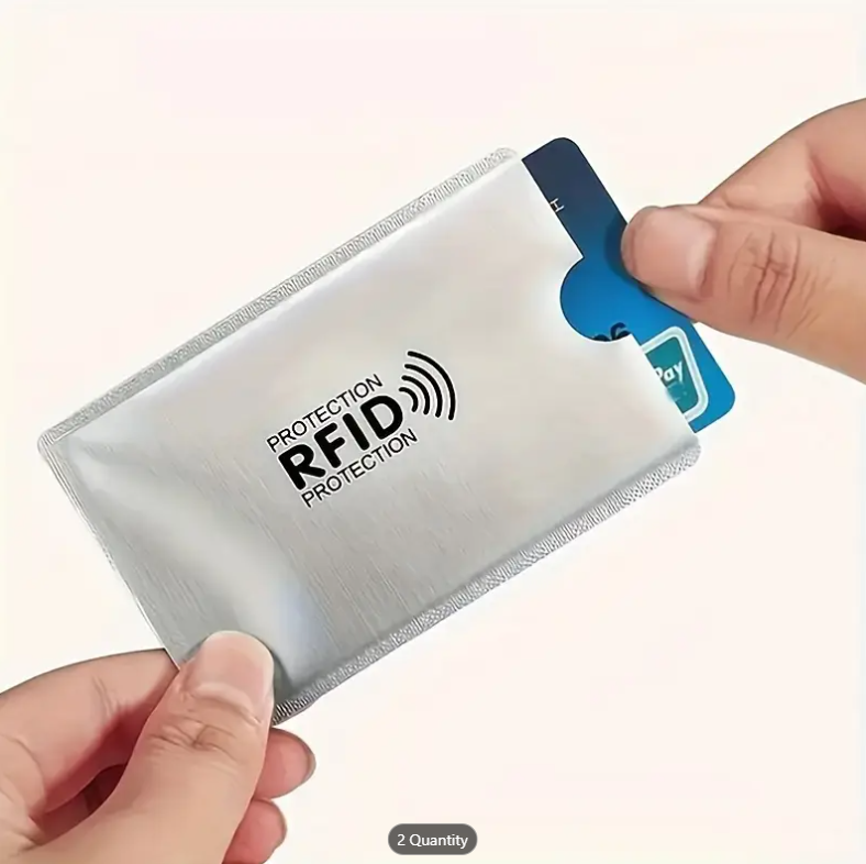 Picture of Aluminium Anti RFID Card Holders, NFC Blocking Reader Lock ID Bank Card Holders, Case Protection Metal - Silver