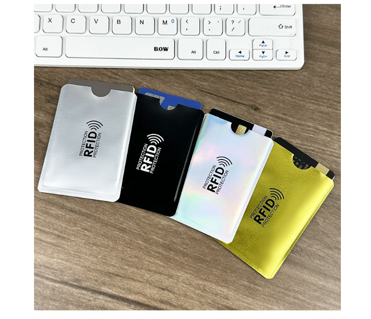 Picture of Aluminium Anti RFID Card Holders, NFC Blocking Reader Lock ID Bank Card Holders, Case Protection Metal - Silver