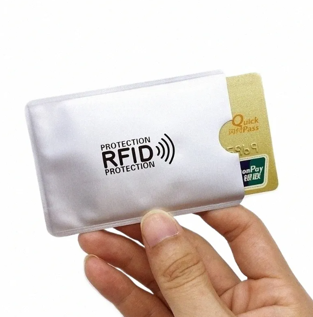 Picture of Aluminium Anti RFID Card Holders, NFC Blocking Reader Lock ID Bank Card Holders, Case Protection Metal Credit Card Case
