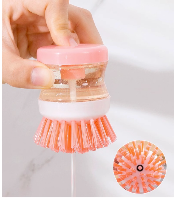 Picture of Kitchen Plastic Scrubber Liquid Soap Dispensing Cleaner Palm