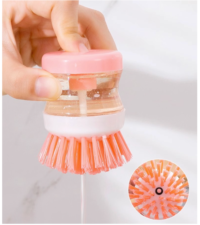 Picture of Kitchen Washing Pot Dish Brush With Washing Up Liquid Soap