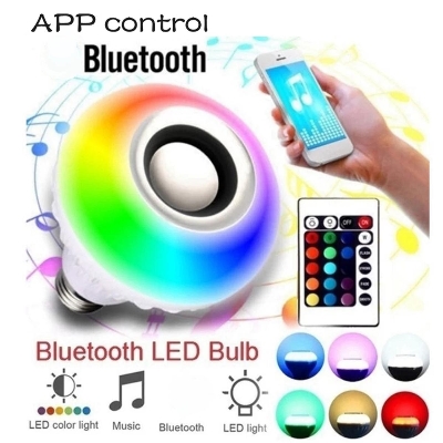 Picture of RGB Music Led Light Bulb With Remote Control & Bluetooth Speaker-Multicolor