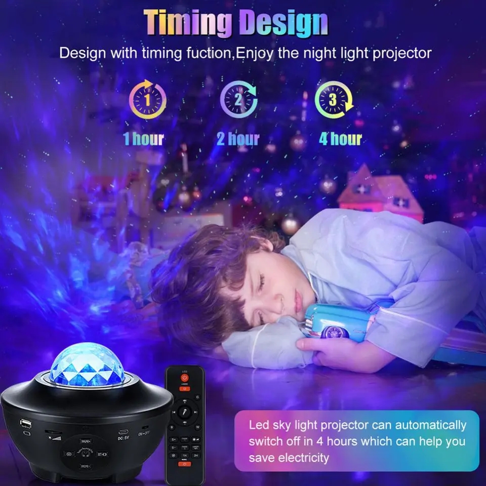 Picture of Star Starry Sky LED Night Light Projector Bluetooth Speaker Bedroom Lamp Universal Mini LED Lights Projector Light-Multicolor