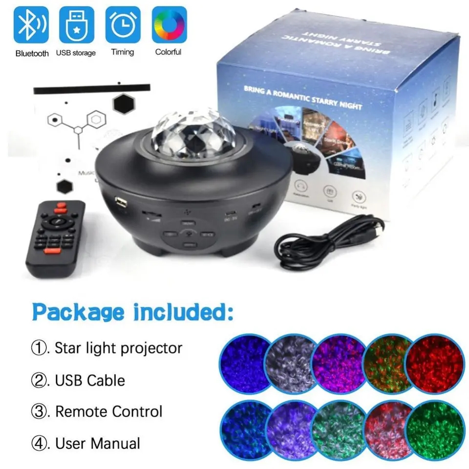 Picture of Star Starry Sky LED Night Light Projector Bluetooth Speaker Bedroom Lamp Universal Mini LED Lights Projector Light-Multicolor