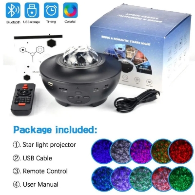 Picture of Star Starry Sky LED Night Light Projector Bluetooth Speaker Bedroom Lamp Universal Mini LED Lights Projector Light-Multicolor