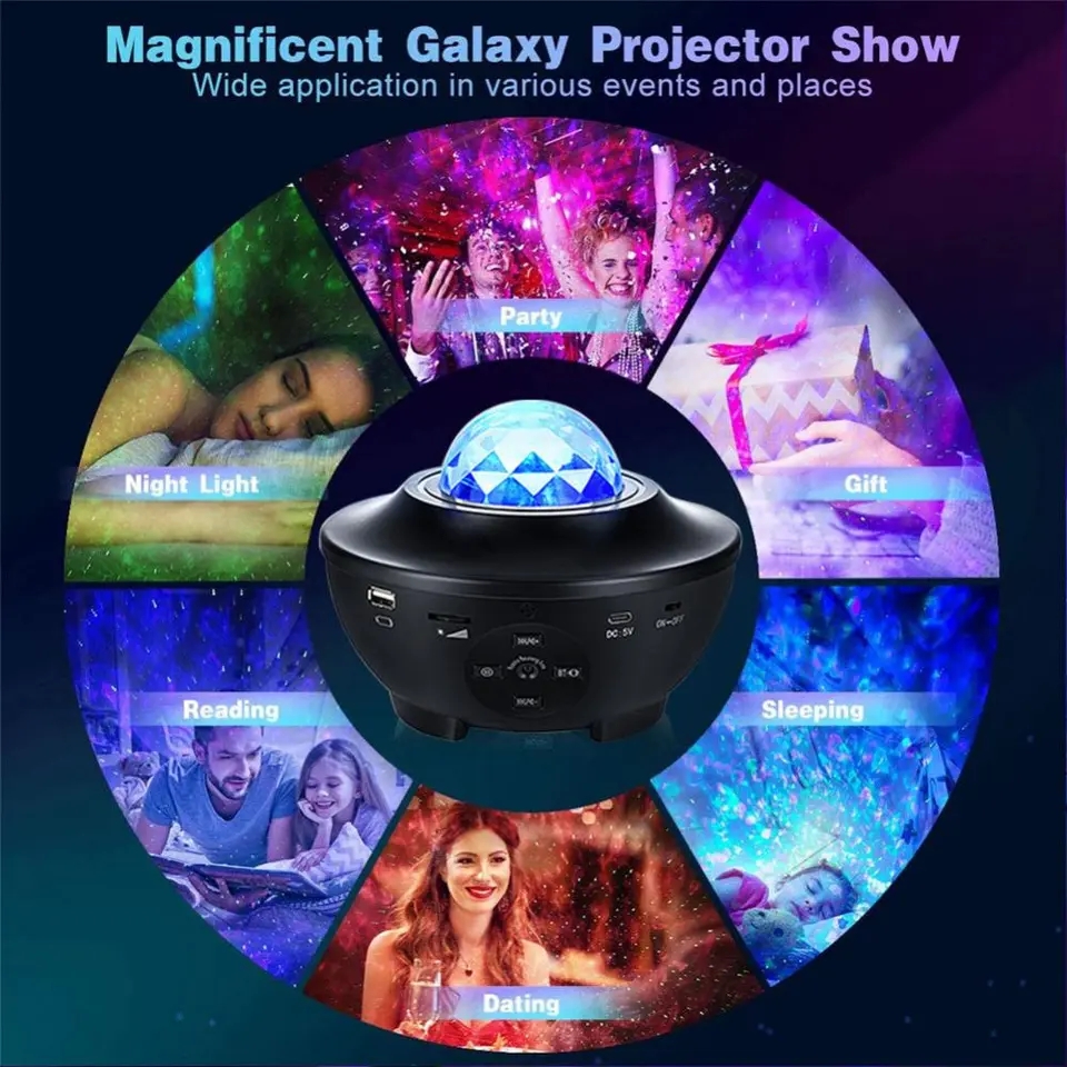 Picture of Star Starry Sky LED Night Light Projector Bluetooth Speaker Bedroom Lamp Universal Mini LED Lights Projector Light-Multicolor