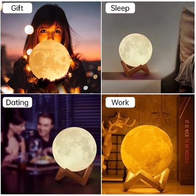 Picture of 3D printed Galaxy Lamp and Moon Lamp for room lighting-Multicolor