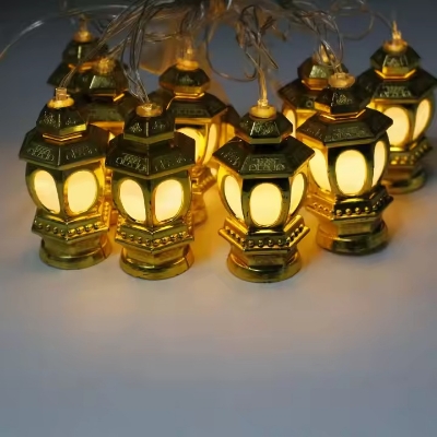 Picture of Gold color Lantern Fairy Lights or Hurricane lights for multiple decoration and events-Gold