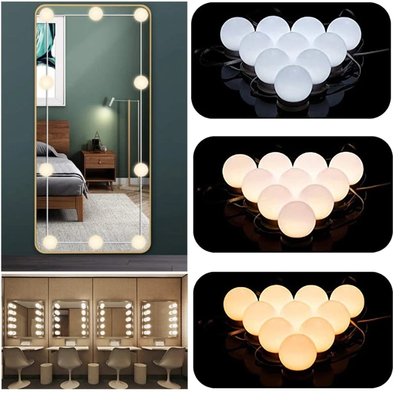 Picture of LED Light Makeup Mirror Bulbs Vanity Lights USB 12V Bedroom Dressing Table Lighting Dimmable  LED Vanity Light For Mirror Light-White