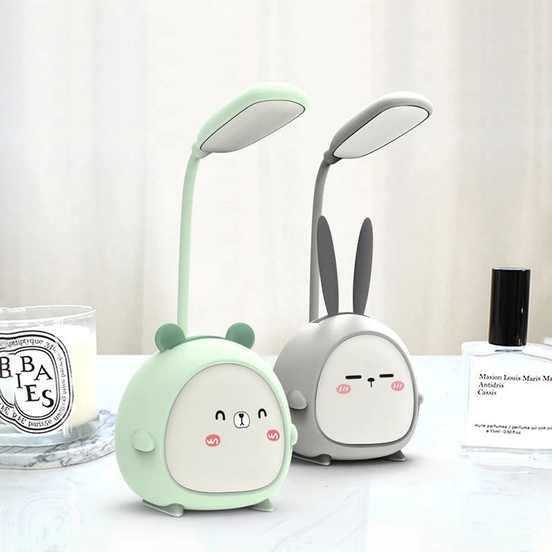 Picture of Desk Lamp Multi-purpose Eye-protection Adorable Household Mini Three-gear USB Lamp for Reading Desk Lamps Indoor Lighting-Green