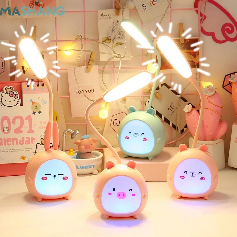 Picture of Desk Lamp Multi-purpose Eye-protection Adorable Household Mini Three-gear USB Lamp for Reading Desk Lamps Indoor Lighting-Green