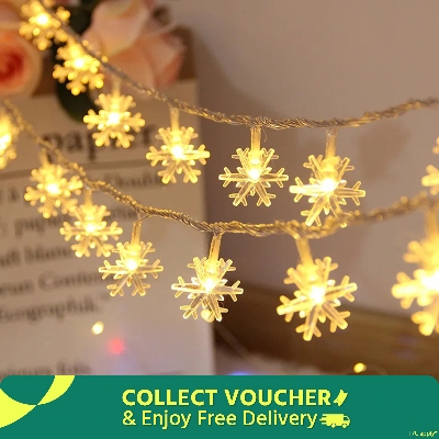 Picture of Snow Flake 28 Led 5 Meter String Lights_ Plug in Fairy String Lights_-Gold