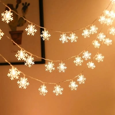 Picture of Snow Flake 28 Led 5 Meter String Lights_ Plug in Fairy String Lights_-Gold